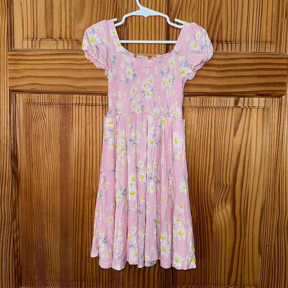 Play by Little Sleepies Pink Daisy Smocked Puff Sleeve Dress Size 5